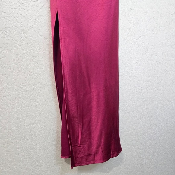 Lioness Walk The Line Midi Dress US 6 AU 10 Pink Cowl Neck Slip Slit - Picture 2 of 7